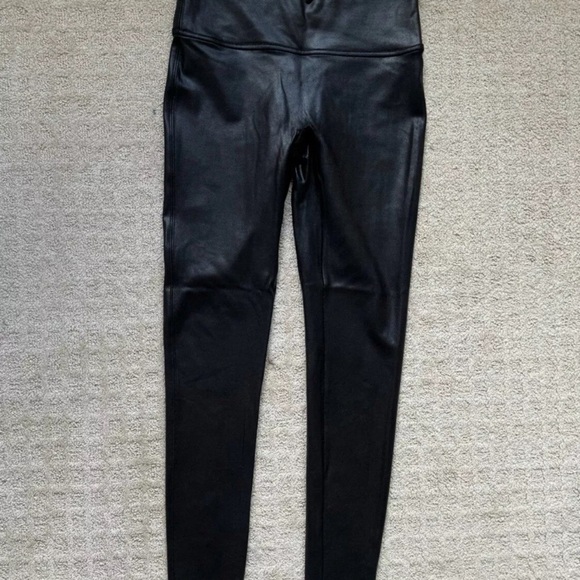 SPANX women’s black faux leather leggings leggings pants size large 10 12 - Picture 5 of 6